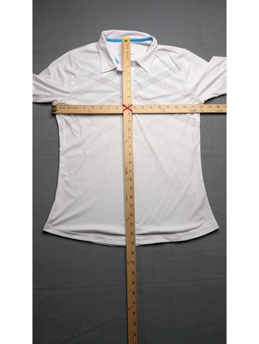 AUR Polo Shirt Womens M White Plaid Short Sleeve Golf Athletic Activewear Top - Picture 6 of 8